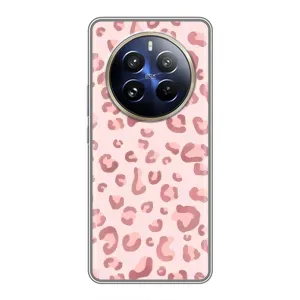 Чехол с розовым рисунком для Realme 12 Pro (Розовый леопард)