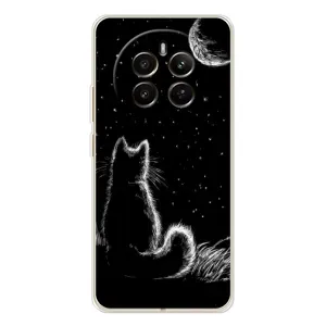 Чохол з принтом для RealMe 12 (AlphaPrint) Модні коти (Котик і місяць)