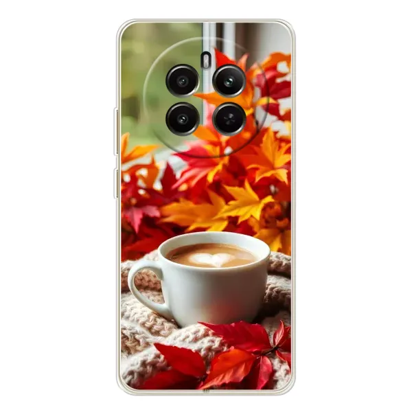 Чохол з принтом «Кава та листя» для Realme 13 4G Чохол з принтом «Кава та листя» для Realme 13 4G