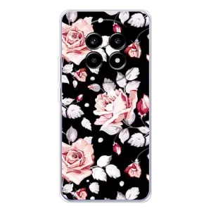 Чехлы с Цветами для Realme 13 Pro Plus (VPrint) (Цветочки на черном)