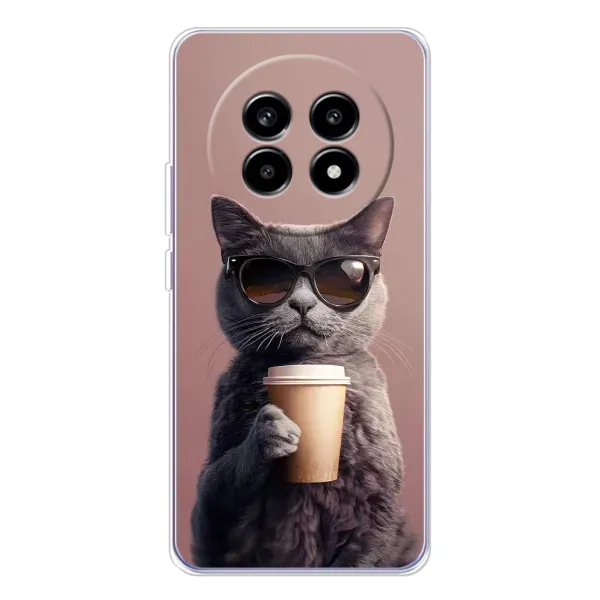 Чехол с принтом «Кот с кофе» для Realme 13 Pro