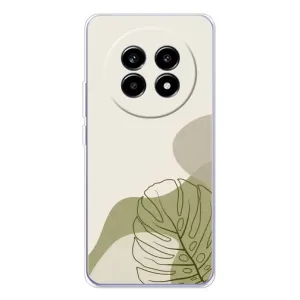 Силиконовый чехол с принтом в цветах на Realme 13 Pro (Зеленая монстера дизайн)