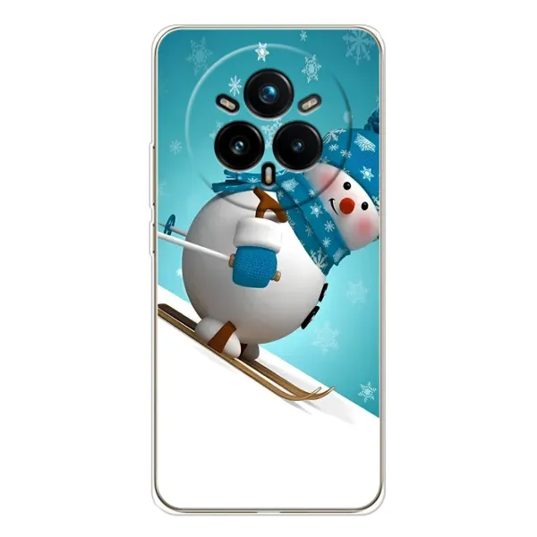 Чохол з принтом «Сніговик на лижах» для Realme 14 Pro 5G