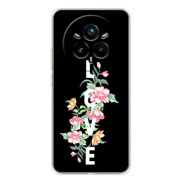 Чехол с принтом «Цветы LOVE» для Realme 14 Pro 5G Чехол с принтом «Цветы LOVE» для Realme 14 Pro 5G
