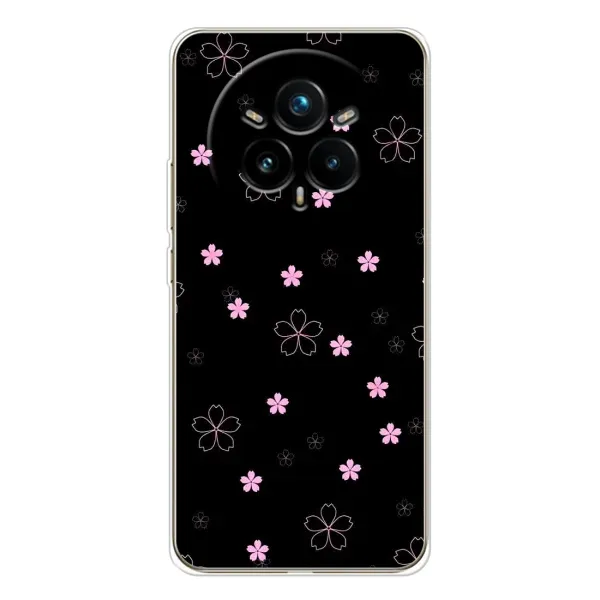 Чехол с принтом «Розовые цветы на черном» для Realme 14 Pro 5G Чехол с принтом «Розовые цветы на черном» для Realme 14 Pro 5G
