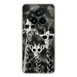 Силиконовый чехол с КАРТИНКАМИ лето для Realme 14 Pro (AlphaPrint) (Жирафы в очках)
