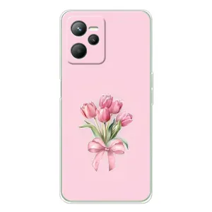 Чехол с розовым рисунком для Realme 14 (Букет цветов)