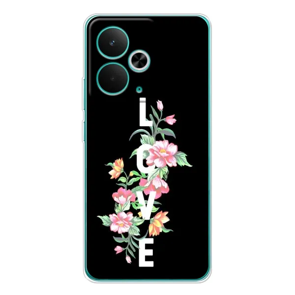 Чохол з принтом «Квіти LOVE» для Realme 14T Чохол з принтом «Квіти LOVE» для Realme 14T