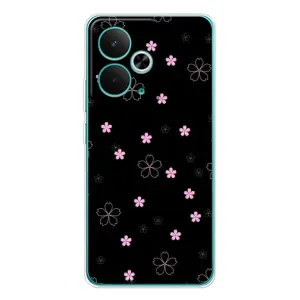 Чохол з розовим принтом для Realme 14T (Рожеві квіти на чорному)