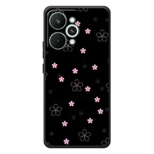 Чехол с розовым рисунком для RealMe 15 Pro (Розовые цветы на черном)
