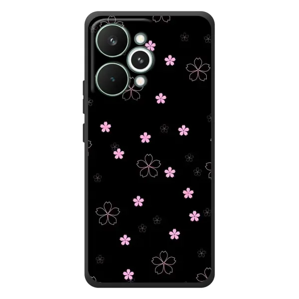 Чехол с принтом «Розовые цветы на черном» для Realme 15 Pro