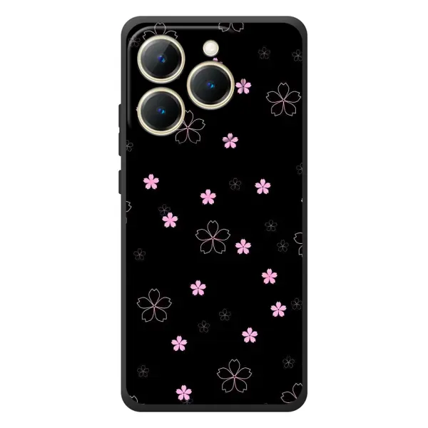 Чехол с принтом «Розовые цветы на черном» для Realme 15T