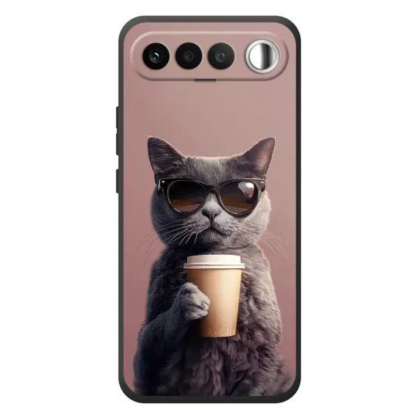 Чехол с принтом «Кот с кофе» для RealMe 16 5G