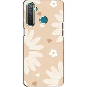 Чохол з квітковим принтом на RealMe 5 Pro (Бежеві квіти)