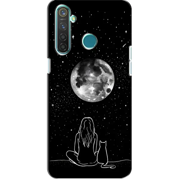 Чохол з принтом «Дівчина з котом» для Realme 5 Pro
