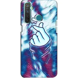 Чохол з принтом для Realme 5 Pro (AlphaPrint - Знак сердечка) (Радужне серце)