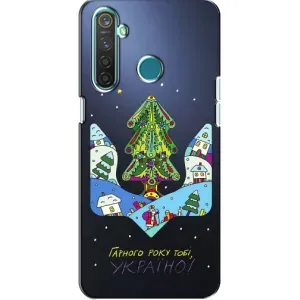 Зимні Чохли для RealMe 5 Pro - прозорий фон (Різдвяний герб)