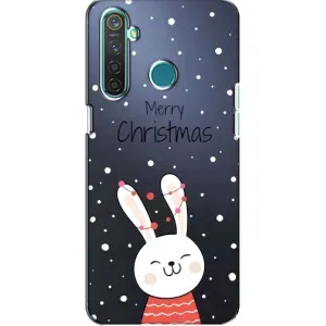 Зимні Чохли для RealMe 5 Pro - прозорий фон (Різдвяний заєць)