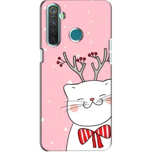 Новогодние Чехлы для Реалми 5 Про (VPrint) (Зимний кот)
