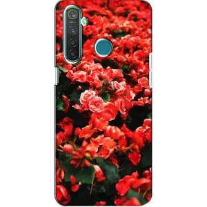 Чехлы с Цветами для Realme 5 (VPrint) (Цветы красные)