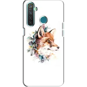 Чехлы с картинкой Лисички для Realme 5 (VPrint) (Лисичка в цветочках)