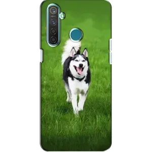 Чехол с Хаски для Realme 5 - (AlphaPrint) (Радостный Хаски)