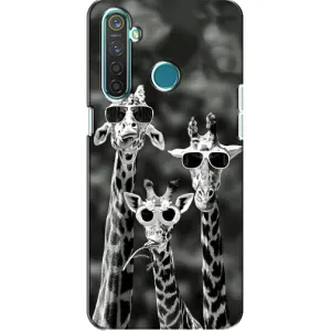 Силиконовый чехол с КАРТИНКАМИ лето для Realme 5 (AlphaPrint) (Жирафы в очках)