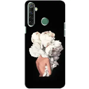 Чехлы (ART) Цветы на Realme 6i (VPrint) (Белые цветы)