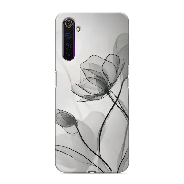 Чехол с принтом «Черные цветы» для Realme 6 Pro