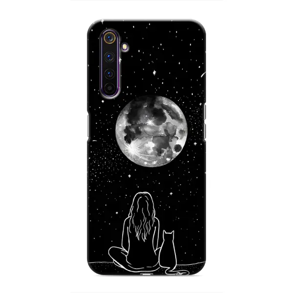 Чохол з принтом «Дівчина з котом» для Realme 6 Pro