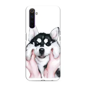Чохол з Хаскі Realme 6 Pro - (AlphaPrint) (Хаскі улибака)