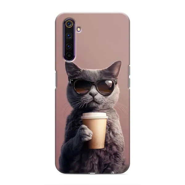 Чехол с принтом «Кот с кофе» для Realme 6 Pro