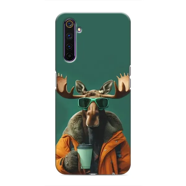 Чехол с принтом «Лось с кофе» для Realme 6 Pro