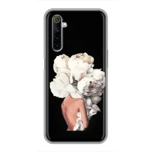 Чехлы (ART) Цветы на Realme 6 (VPrint) (Белые цветы)