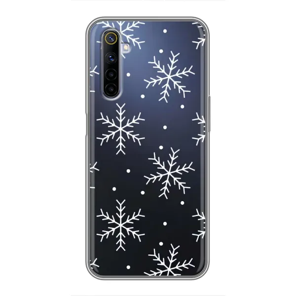 Чехол с принтом «Белые снежинки» для Realme 6 Чехол с принтом «Белые снежинки» для Realme 6