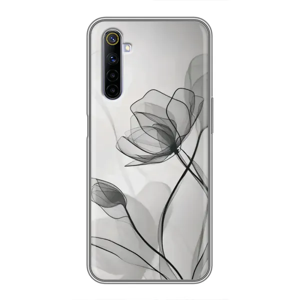Чохол з принтом «Чорні квіти» для Realme 6
