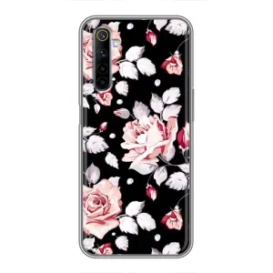 Чехлы с Цветами для Realme 6 (VPrint) (Цветочки на черном)