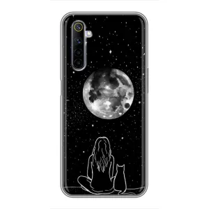 Чехол с рисунком кот на Realme 6 (Девушка с котом)
