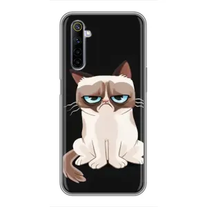 Чехол с принтом для Realme 6 (AlphaPrint) Модные коты (Грустный кот)