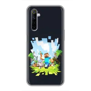Чехол Майнкрафт на Realme 6 (AlphaPrint) Minecraft (персонажи Minecraft)