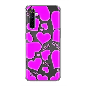 Чехлы для любимой на Реалми 6 (VPrint) (Pink hearts)