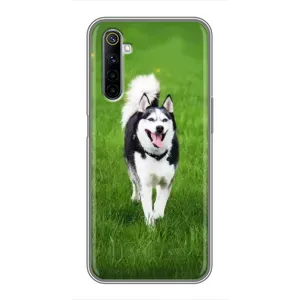 Чехол с Хаски для Realme 6 - (AlphaPrint) (Радостный Хаски)