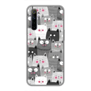 Чехлы с Котиками для Realme 6 (VPrint) (Рисованные котики)
