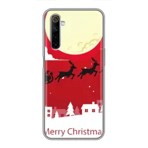 Рождественские Чехлы для Realme 6 (VPrint) (Санта с оленями)