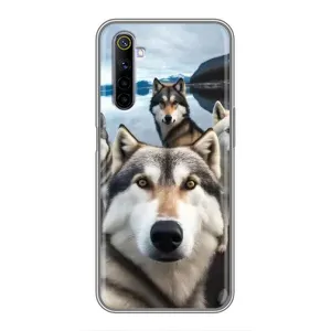 Чехол с Хаски для Realme 6 - (AlphaPrint) (Селфи ХАски)