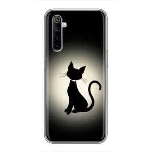 Чехол с принтом для Realme 6 (AlphaPrint) Модные коты (Силуэт котика)