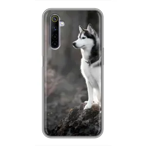Чехол с Хаски для Realme 6 - (AlphaPrint) (Верный пес)