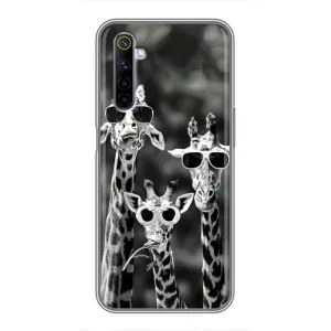 Силиконовый чехол с КАРТИНКАМИ лето для Realme 6 (AlphaPrint) (Жирафы в очках)