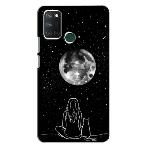 Чехол с рисунком кот на Realme 7i (Девушка с котом)