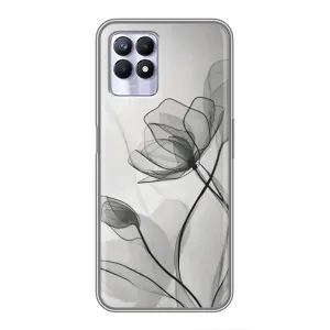 Чохол з квітковим принтом на RealMe 8 Pro (Чорні квіти)
